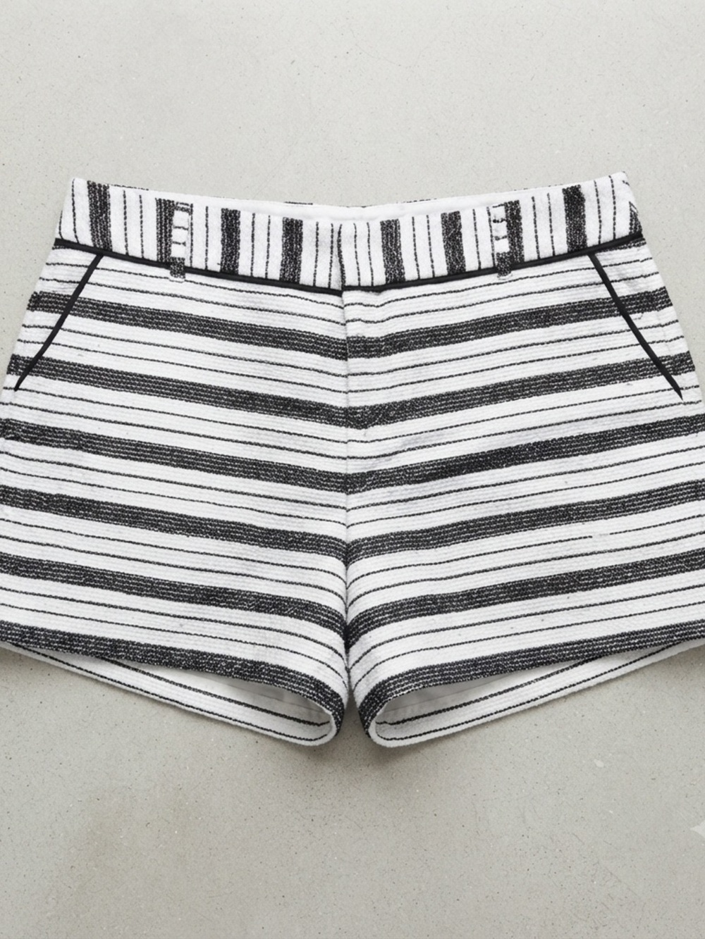 Elle Black and White Striped High-Waist Shorts